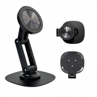 Support magnétique pour téléphone en acier au carbone et caoutchouc silicone noir, hauteur et angle réglables à 360° °   Rotation