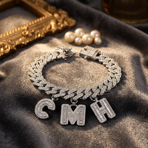 Cadena Cubana de Oro Laminado con Diamantes, Personalizada, Estilo Hiphop, DIY, con Letras Baguette, Unisex, para Boda - Product Image 6