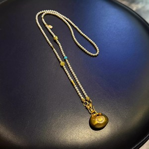 Chaîne de perles avec pendentif, cordon de collier 18K Fu, amulette en jade - Product Image 5