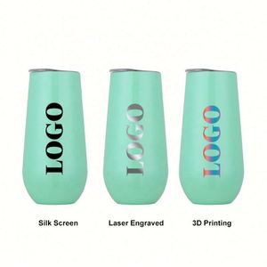 Gobelets à vin personnalisés avec logo, 6 oz/10 oz, en acier inoxydable isolé, avec couvercle, pour vin, café, champagne, fête de mariage - Product Image 2