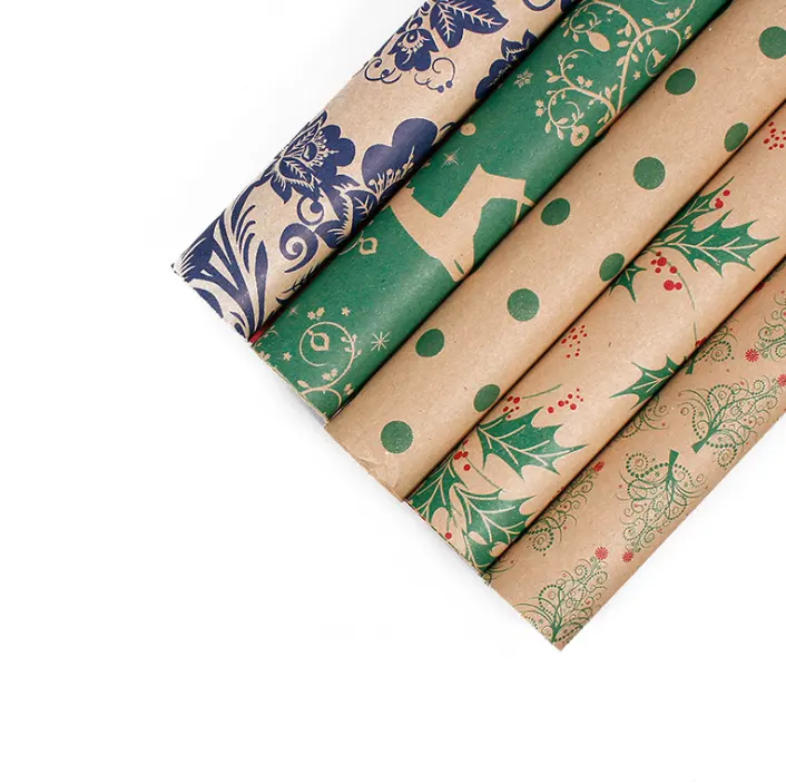 2022 New Christmas Wrapping Paper Double-sided Printing Kraft Paper Gift Paper