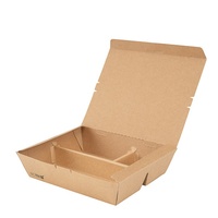 Boîte à emporter Kraft jetable avec impression de Logo, boîte d'emballage pour repas rapide, boîte d'emballage pour repas à emporter