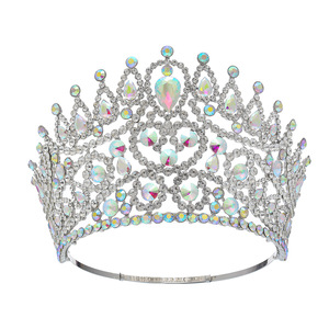 Nuovo spettacolo teatrale corona rotonda barocca corona campione di bellezza <span class=keywords><strong>5</strong></span> pollici di lusso grande corona di cristallo pieno - Product Image 2
