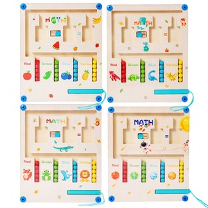 Jouet en bois pour enfants, un abaque magnétique en bois 2-en-1 avec classification des couleurs, un jouet éducatif et un puzzle - Product Image 5