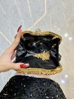 Bolso de Noche de Lujo de Diseño con Pedrería, Clutch de Cristal Marquise Calado, Brillante para Boda, Fiesta, Banquete, con Asa Superior