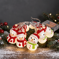 Guirlande lumineuse de Noël LED en forme de bonhomme de neige, lumière chaude, alimentée par piles, décoration de fête à suspendre pour la maison, cadeau de Noël