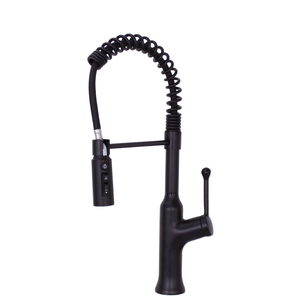 Robinet de cuisine moderne monocommande noir brossé en acier inoxydable, avec douchette extractible, pour cuisine gourmet, avec cartouche céramique, à ressort, pour hôtels - Product Image 1