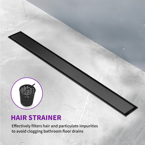 Desagüe de Ducha Empotrable de 24 Pulgadas con Acabado Negro Mate, Desagüe de Piso Invisible de Acero Inoxidable 304 para Baño, Fabricación OEM - Product Image 4