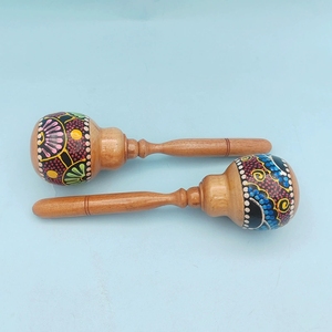เครื่องดนตรีมารากัสไม้เพ้นท์ลายด้วยมือสำหรับเด็ก ขายส่ง - Product Image 3