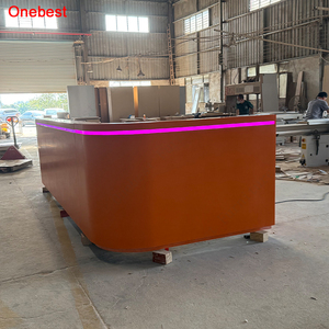 Comptoir d'information rond en pierre orange pour réception et musées - Product Image 5