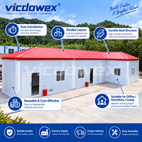 VICDOWEX Maison conteneur préfabriquée avec toit à quatre pignons et construction en panneaux sandwich pour entrepôt, bureau, bâtiment et hébergement
