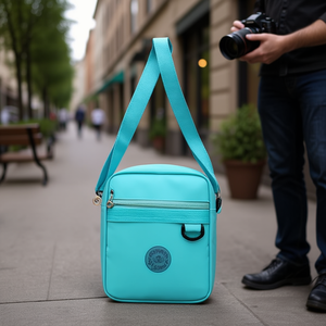 Sac à bandoulière rond avec logo, 22x17x7cm, sac pour appareil photo et vidéo - Product Image 2