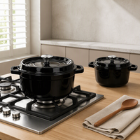 Cocotte en fonte émaillée ronde Joho 20cm 22cm 24cm 26cm 28cm 30cm 32cm, six couleurs, vente en gros, OEM, ODM, fournisseur en vrac