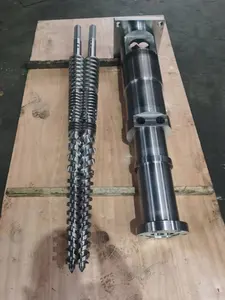 Extrusora de PVC para reciclagem de PVC, cilindro de parafuso cônico gêmeo bimetálico, 65 mm, OEM ODM, 65/132
