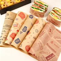 Kertas Pembungkus Makanan Anti Minyak Bebas PFAS dengan Logo Cetak Kustom 40gsm Lembaran Kertas Anti Minyak Sekali Pakai