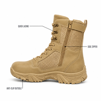 Bottes tactiques pour hommes, fermeture éclair, semelle en caoutchouc, hauteur mi-mollet, toutes saisons, hiver, extérieur, bottes d'entraînement des forces spéciales