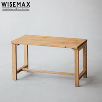 WISEMAX FURNITURE Table de salle à manger en chêne blanc massif de style nordique moderne et rustique pour hôtel, restaurant, villa