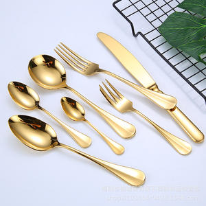 Venta al por mayor de gama alta cuchara tenedor cuchillo espejo oro cubiertos de acero inoxidable cubiertos de 7 piezas - Product Image 6
