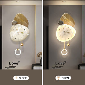 Hiện Đại Acrylic Sơn Với Đồng Hồ Cho Phòng Khách Tường Nghệ Thuật Sáng Tạo Ánh Sáng Và Treo Thiết Kế Cơ Khí Kim Hiển Thị - Product Image 5