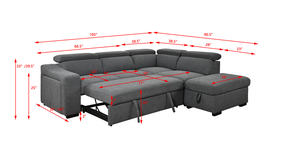 Usine L-Shape Convertible Sleeper lit escamotable avec canapé Canapé gigogne pouf espace de stockage avec porte-gobelet sans fil - Product Image 6