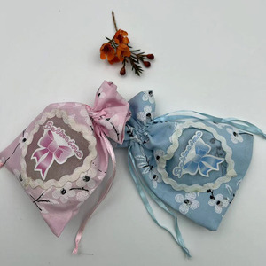 Pochette cadeau en velours transparent bleu rose de 10x14cm avec nœud tampon nouveau style cadeau de baptême pour bébé - Product Image 4