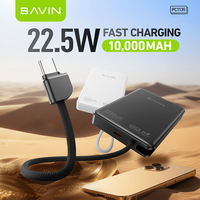 BAVIN PC1135 10000mah 22.5W Ultra Mince Portable Mobile Phone Power Bank avec Nylon Type C Usb Cable