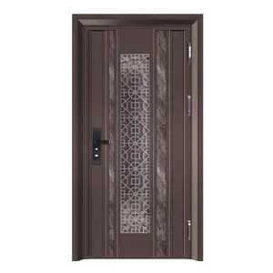 スマートロック付きマルチポイントロック付きホームセキュリティドア安全玄関ピボットドア用のモダンなスタイルのステンレス鋼ドア