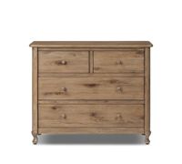 Commode rustique à 4 tiroirs en bois clair avec poignées en bois pour chambre à coucher