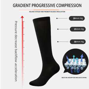 Chaussettes de compression pour hommes, longueur mollet, niveau 2, soutien pour les varices, haute élasticité, respirantes, séchage rapide, évacuation de la transpiration - Product Image 5