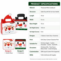 Boîte à friandises de Noël, design Père Noël et bonhomme de neige, en carton avec poignée, 19x9,5 cm, emballage cadeau pour bonbons et biscuits, OEM personnalisé