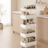 Chariot de rangement métallique étroit à roulettes, 3 ou 4 niveaux, organisateur mobile ajustable et fin avec roues pour la cuisine