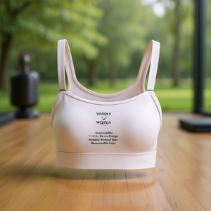 Sujetador Deportivo Inalámbrico de Alta Sujeción para Mujer con Diseño de Tirantes Cruzados en la Espalda, Sujetador Deportivo Acolchado con Copas Extraíbles, Color Blanco - Product Image 2