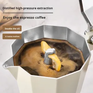 ชุดเครื่อง<span class=keywords><strong>ชง</strong></span><span class=keywords><strong>กาแฟ</strong></span>เอสเพรสโซ่ขนาดเล็กสำหรับใช้ในบ้าน ทำจากโลหะอะลูมิเนียม พร้อมด้ามจับไม้ ดีไซน์มินิมอลเคลือบสีพ่น แบบโมก้าพอต - Product Image 3