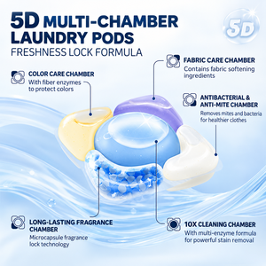 Cápsulas de detergente líquido para ropa 5 en 1 con beneficios que combaten las manchas difíciles, adecuadas para la limpieza de la ropa, 180 unidades por cubeta. - Product Image 3