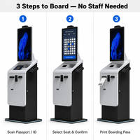 Kiosco de Pago de Autoservicio para Aeropuertos con Pantalla Táctil, Impresora de Etiquetas de Equipaje, Escáner de Pasaportes, Lector de Códigos QR y SDK
