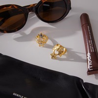 Punk-Stil Modischer Fünfzackiger Stern Edelstahl Vergoldeter Ring mit Gold- und Silber-Kontrastfarbe Offener Ring