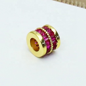 Perles cylindriques multicolores plaquées or 18 carats style punk, à grand trou, avec zircon, pour la fabrication de bijoux, breloques et pendentifs - Product Image 3