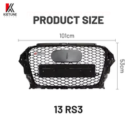Grille en nid d'abeille style RS3, plastique noir brillant, Audi A3 2013-2015, kit de carrosserie sport pour mise à niveau de voiture