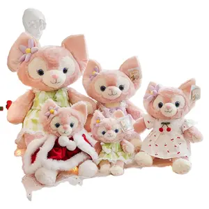 35cm 리나 베어 핑크 작은 여우 그림 박제 장난감 소녀 던지기 베개 선물 박제 장난감 거실 침실 장식
