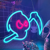 Letrero LED de Acrílico con Diseño de Fantasma Grim Reaper con Guadaña, Estilo Chibi, Decoración de Pared Personalizada para Niños y Fiestas
