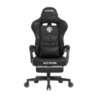 Fauteuil de Gaming Inclinable Moderne FlameGlow en Cuir PU avec Repose-Pieds Rétractable, Appuie-Tête Amovible, Coussin Lombaire et Piston à Gaz 3 Positions Chromé