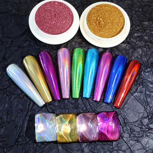 Poudre à ongles holographique <span class=keywords><strong>effet</strong></span> sirène, pigment chromé miroir métallique 50g, fabriqué en Chine, pour nail art aquarelle - Product Image 4