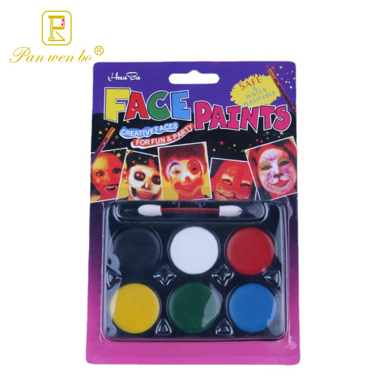 6 штук в упаковке профессиональная высококачественная Водоструйная-activited пастельного цвета краски для лица макияж краски для лица набор для детей