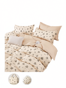 Juego de Sábanas de Algodón, Doble, Estampado Floral Mediano, 4 Piezas, Antiarrugas, Estilo Pastoral, para Uso Doméstico, 300 Hilos - Product Image 1