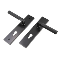 Manija de Puerta Moderna de Aleación de Zinc con Acabado Gris Cromado Brillante, Juego de Panel con Cerradura de Llave para Puertas Interiores de Hogar, Privacidad