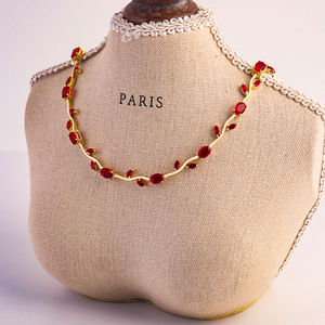 Nouveau style <span class=keywords><strong>de</strong></span> collier pour femme, chaînes <span class=keywords><strong>de</strong></span> mode délicates, pendentif feuille <span class=keywords><strong>de</strong></span> vigne, <span class=keywords><strong>fleur</strong></span> et tulipe en zircon coloré - Product Image 5