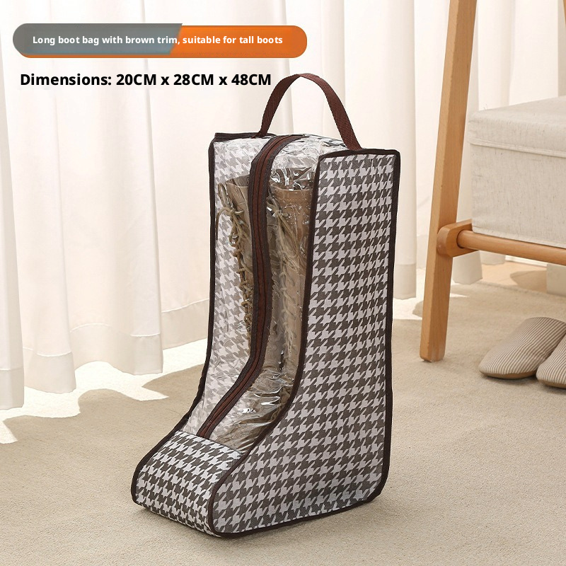 Bottes longues avec bord marron[Tissu non tissé]