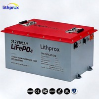 Batterie Lithium LiFePO4 51.2V 105AH 5KW Grade A Marine avec BMS Intelligent Bluetooth Terminal M8 6000 Cycles CE RoHS IP67 Service OEM ODM