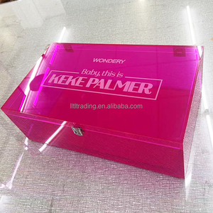 Venta al por mayor paquete de impresión tapa con bisagra abatible personalizar San Valentín lujo acrílico bebé azul neón Rosa Cajas de Regalo para regalo - Product Image 1