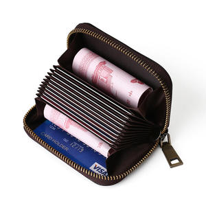 Portefeuille court RFID bloquant les signes de carte Andong pour hommes et femmes, en cuir de vache véritable, style rétro, porte-monnaie, porte-cartes, petit portefeuille - Product Image 5